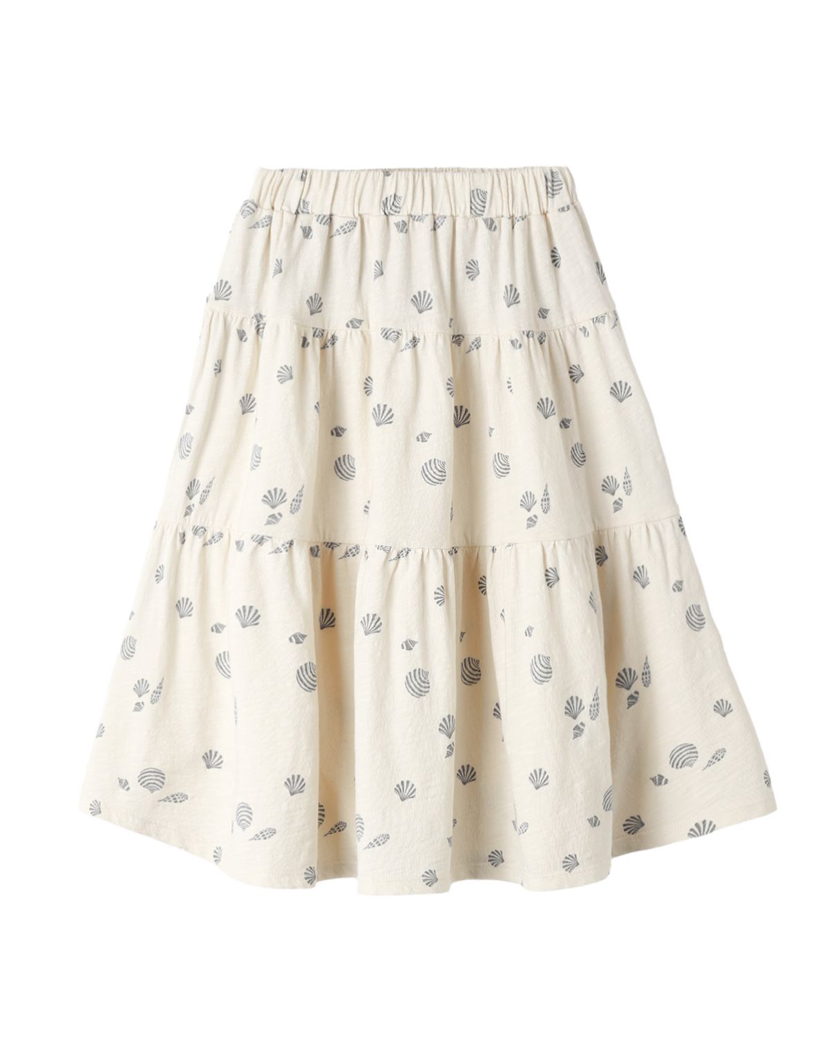 RYLEE &amp; CRU TIERED MIDI SKIRT SEASHELLS