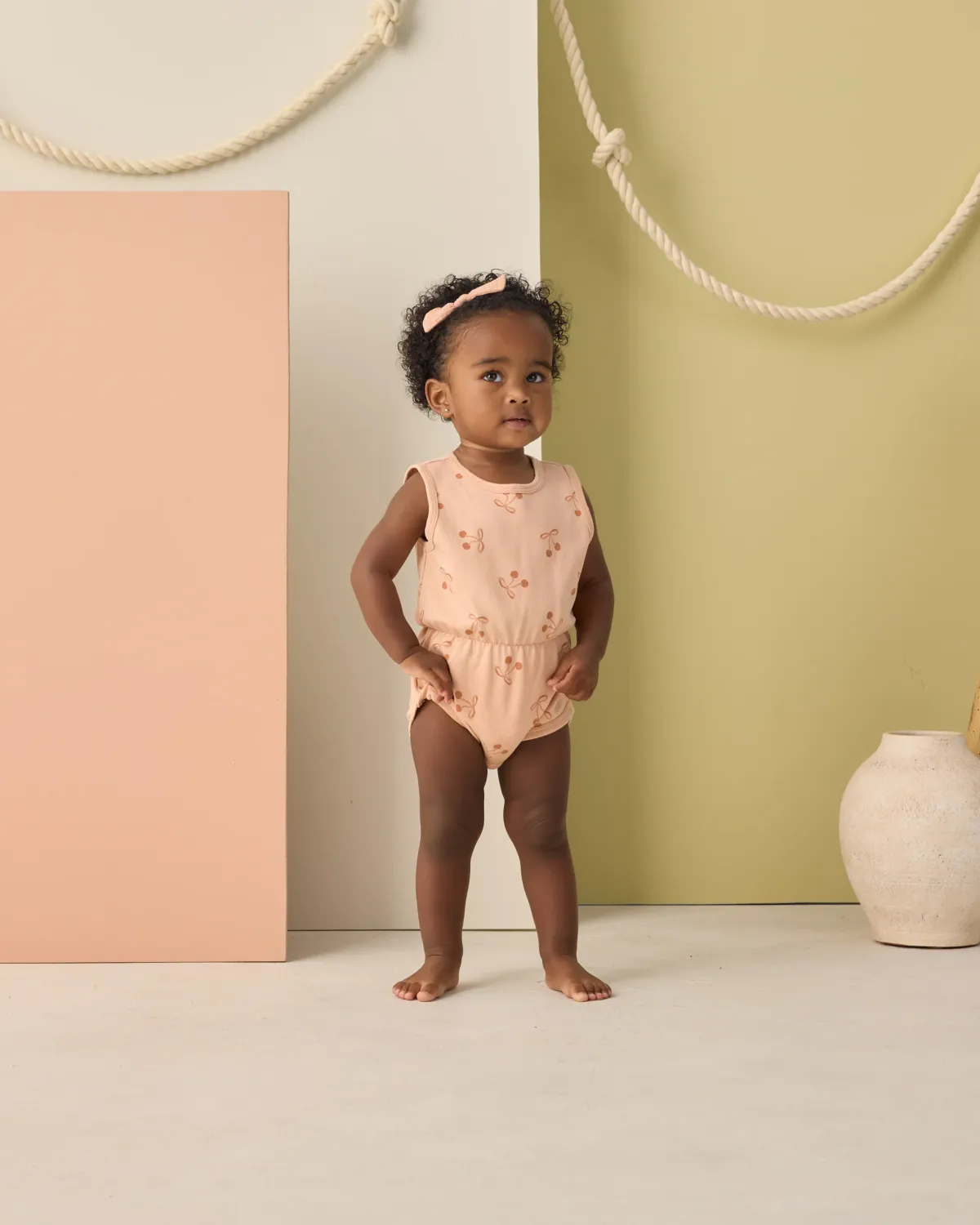 RYLEE &amp; CRU CINCH PLAYSUIT CHERRY BOWS