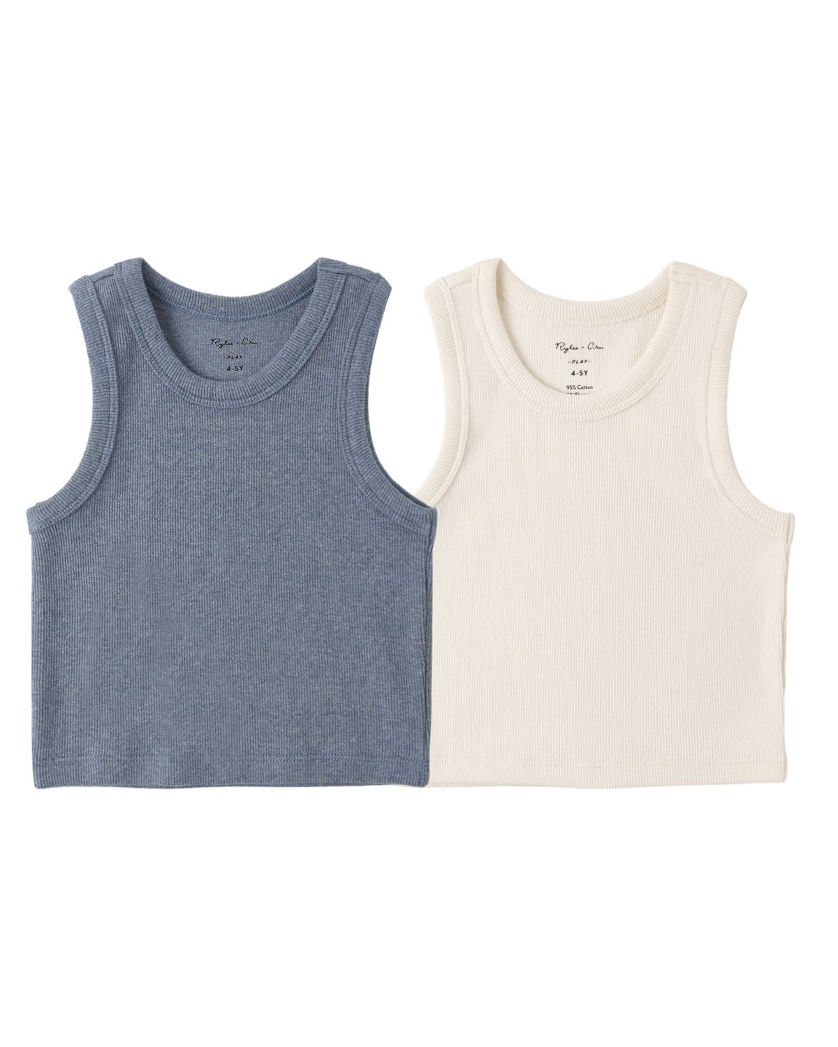 RYLEE &amp; CRU RIBBED TANK SET NATURAL, HEATHERED MARINE