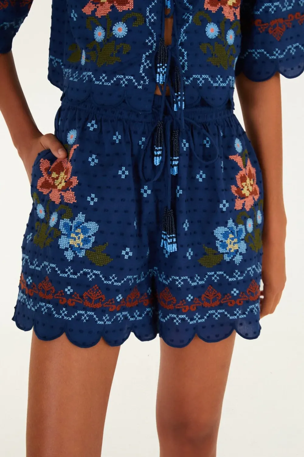 FARM RIO STITCHED GARDEN DARK BLUE SHORTS