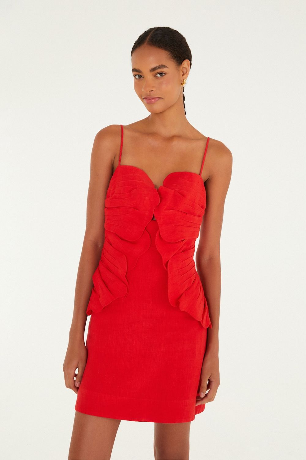 FARM RIO RED SLEEVELESS FLOWER MINI DRESS