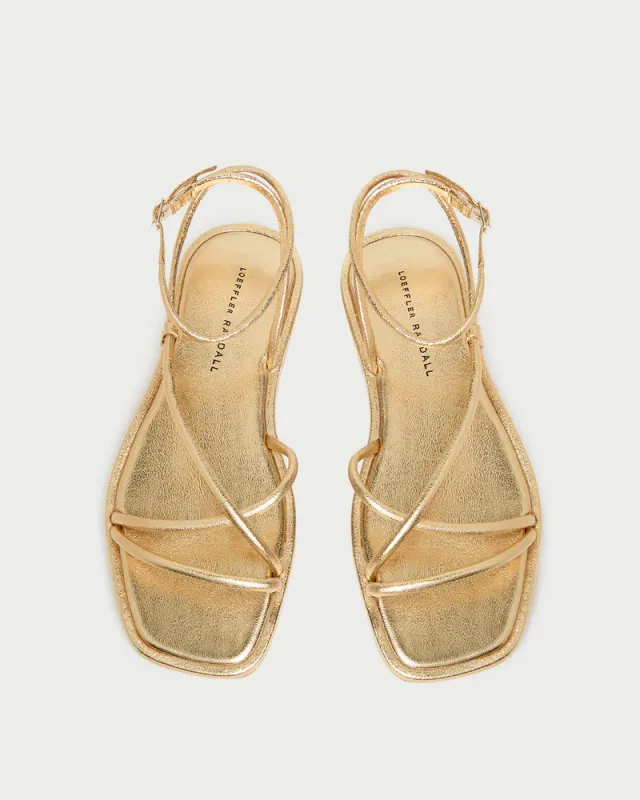 LOEFFLER RANDALL NOOR STRAPPY ANKLE WRAP FLAT SANDAL Champagne