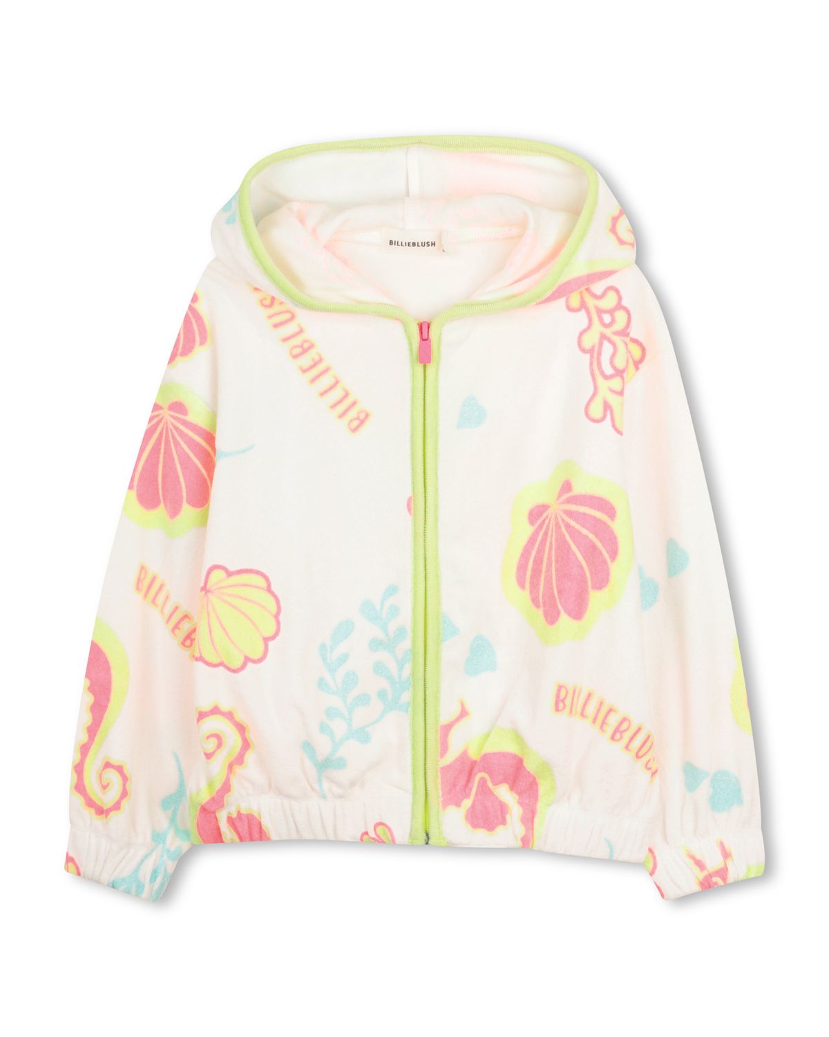BILLIE BLUSH TERRY TOWEL SEASHELL ZIP UP SWEATSHIRT