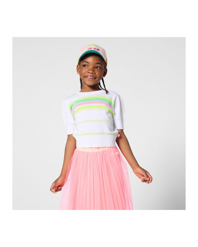 BILLIE BLUSH STRIPED KNIT SS SWEATER