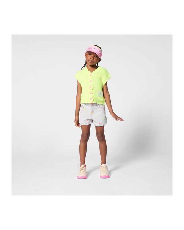 BILLIE BLUSH EMBROIDERED HEART DENIM SHORTS