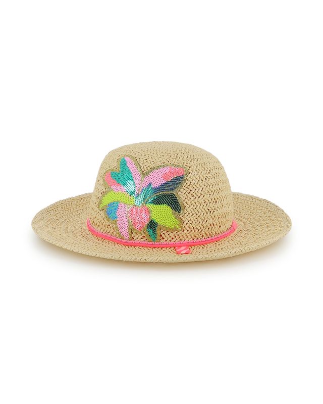 BILLIE BLUSH PALM TREE STRAW HAT