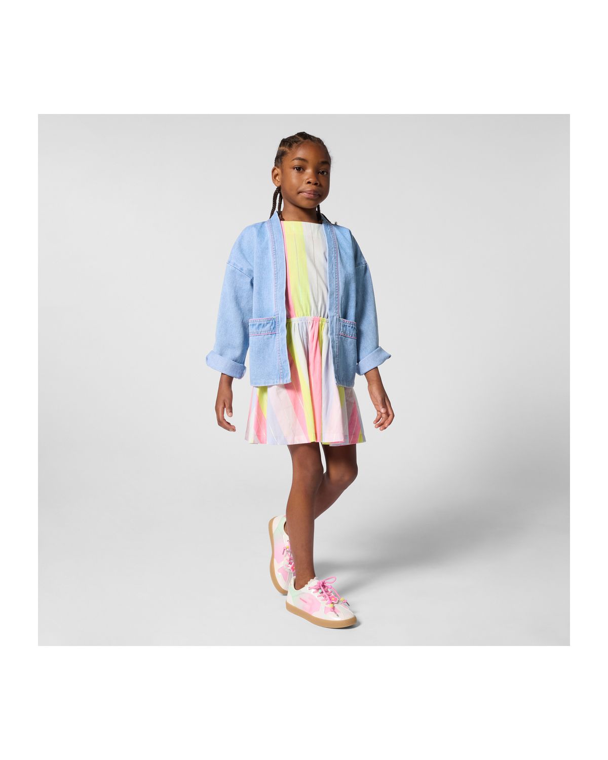 BILLIE BLUSH STRIPED SCALLOP HEM DRESS