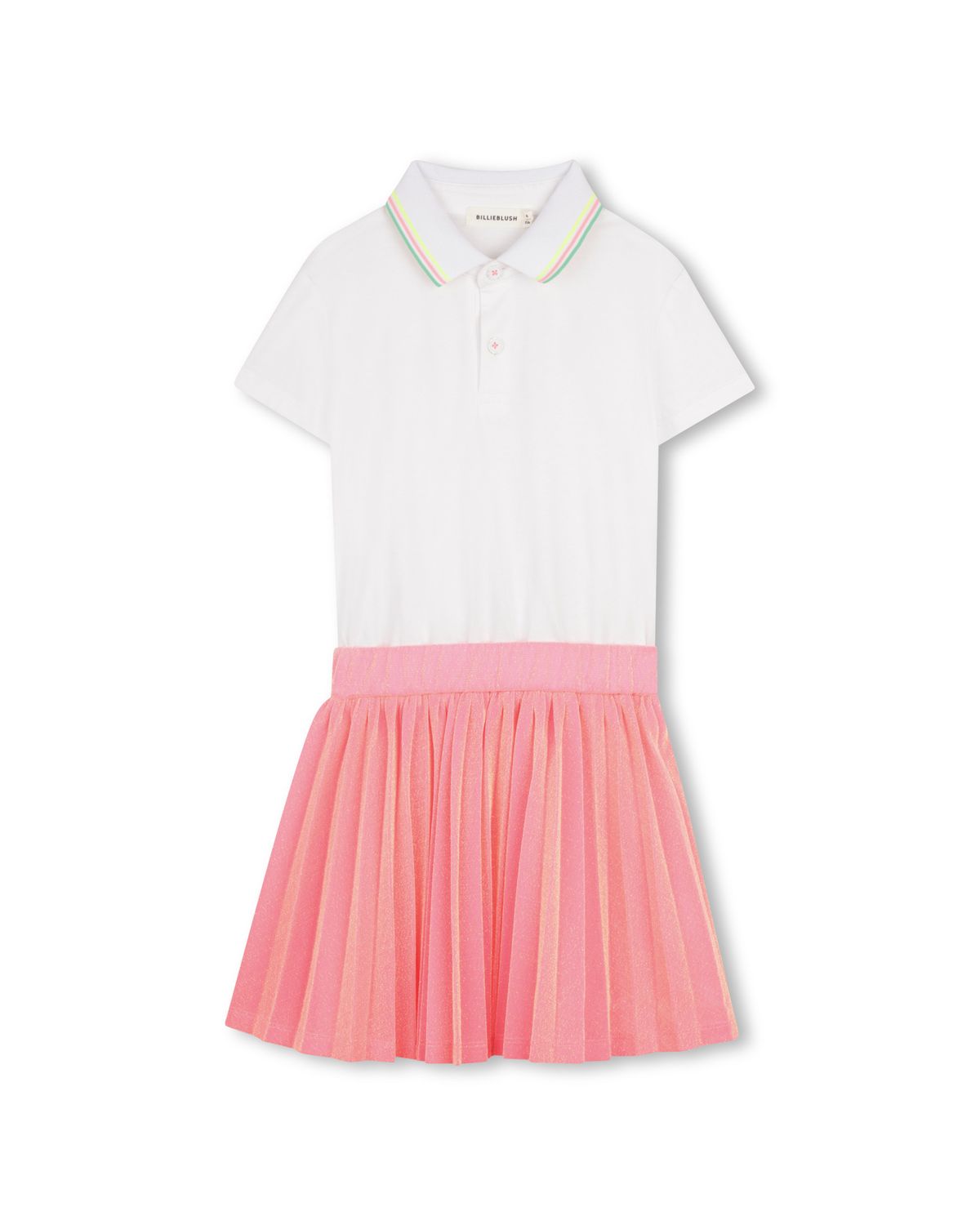 BILLIE BLUSH BI-MATERIAL POLO DRESS WITH SEQUIN SKIRT