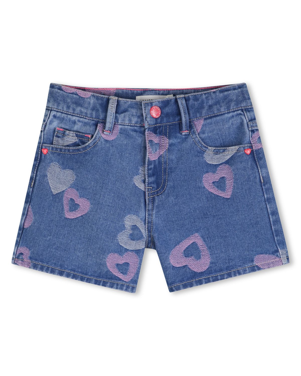 BILLIE BLUSH HEART PRINT DENIM SHORTS