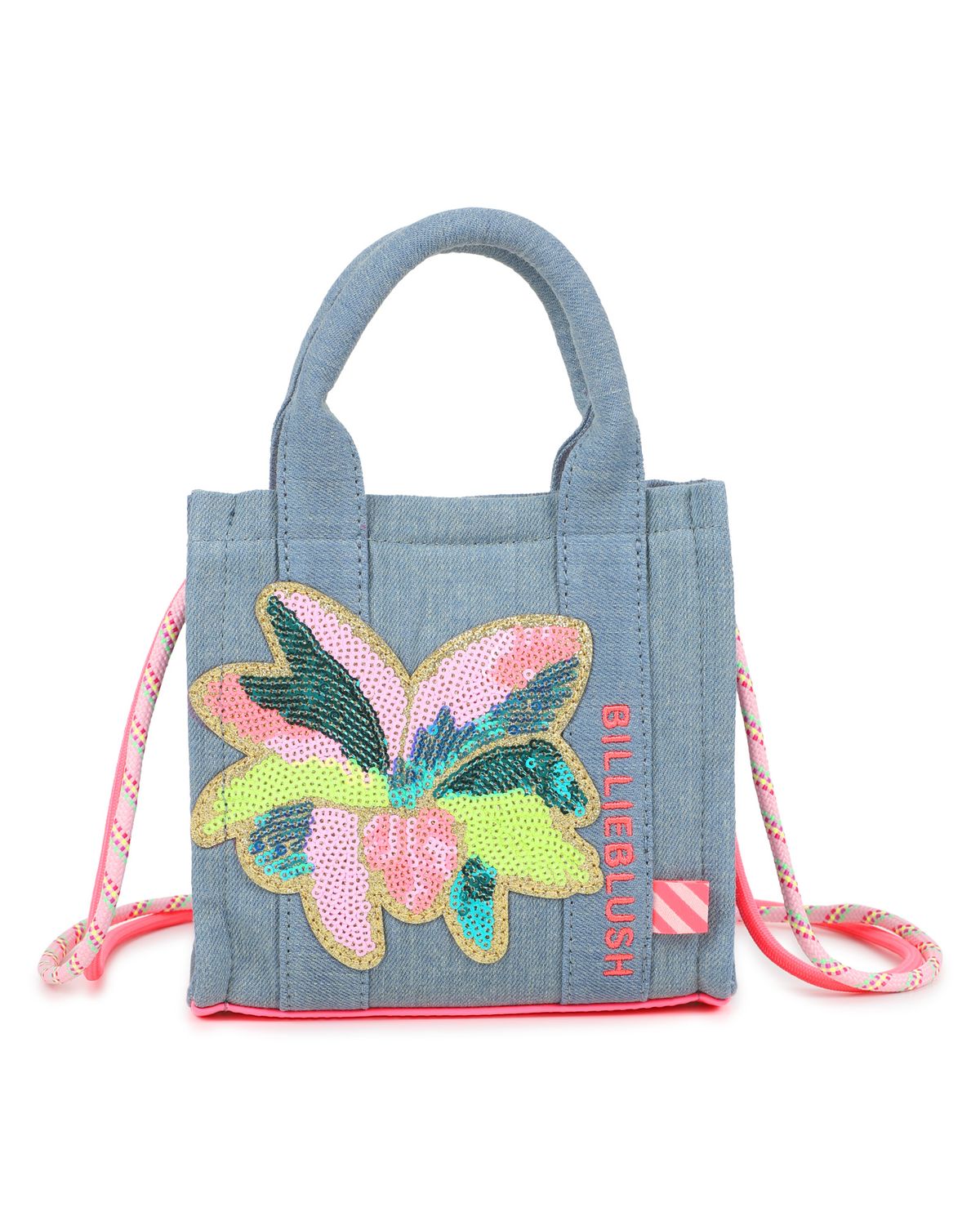 BILLIE BLUSH PALM TREE DENIM TOTE BAG