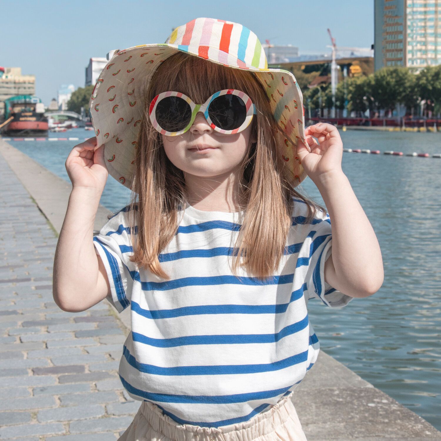 Rockahula Rainbow Stripe Reversible Sun Hat 7-10 Years