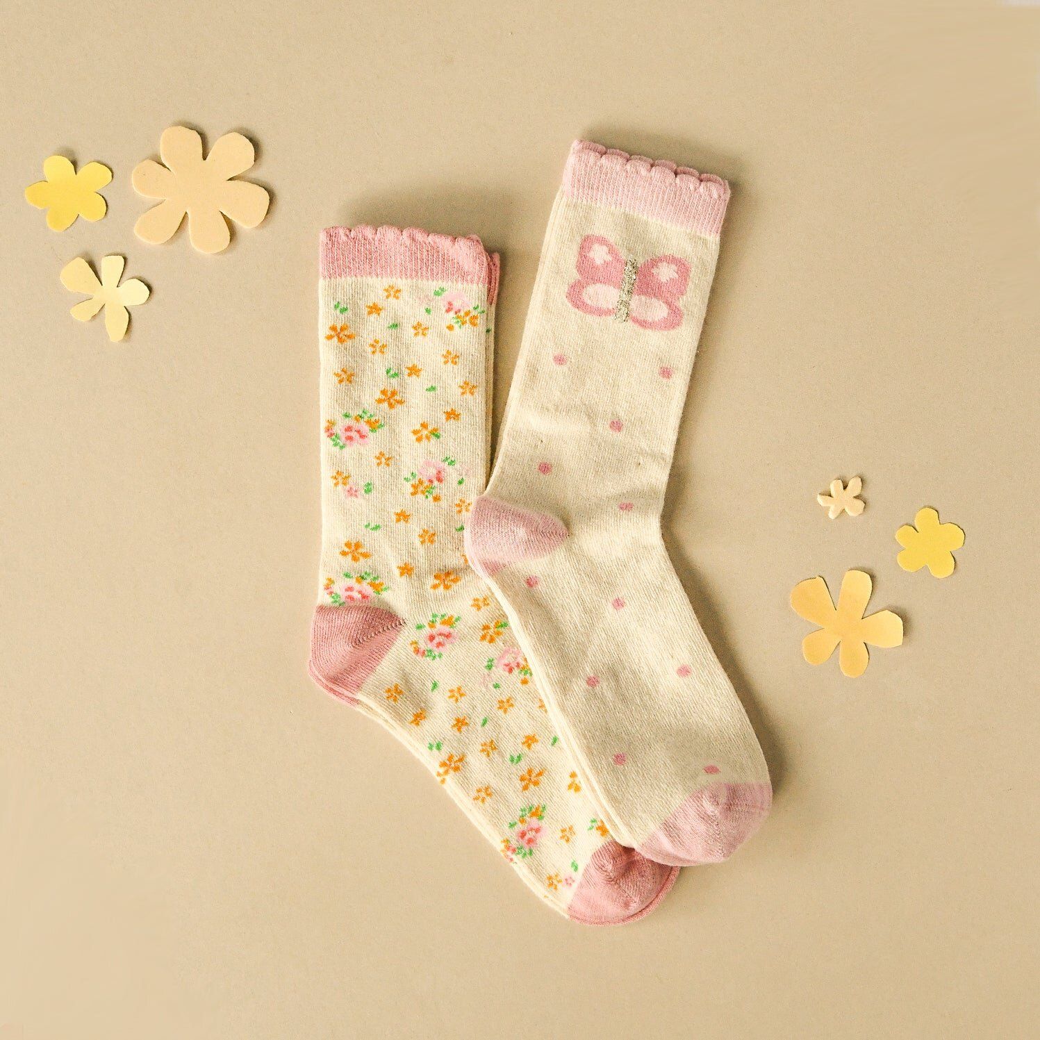 Rockahula Tiny Blossom Butterfly 2 Pack Socks 12-3 Jnr