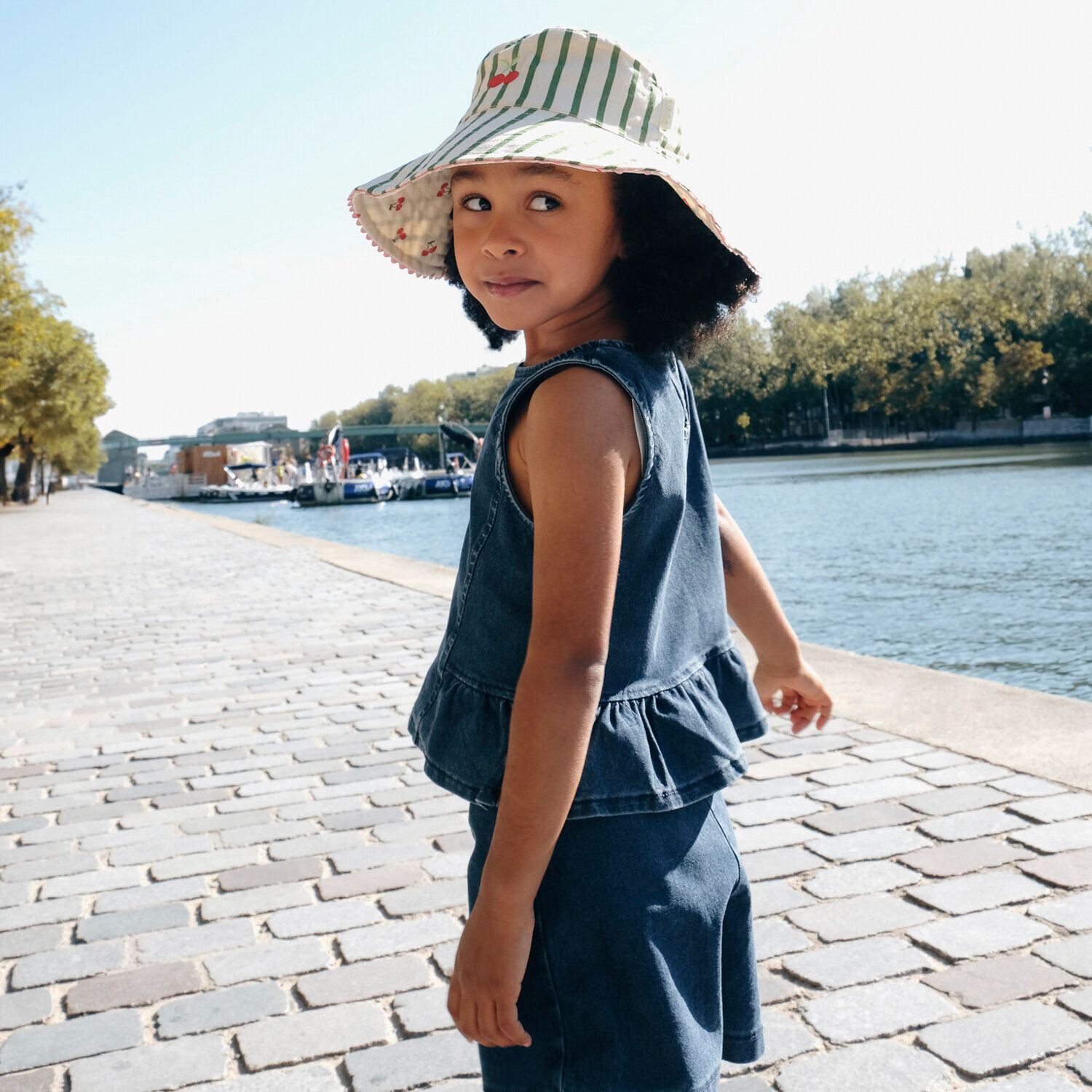 Rockahula Cherry Kiss Stripy Reversible Sun Hat 7-10 Years