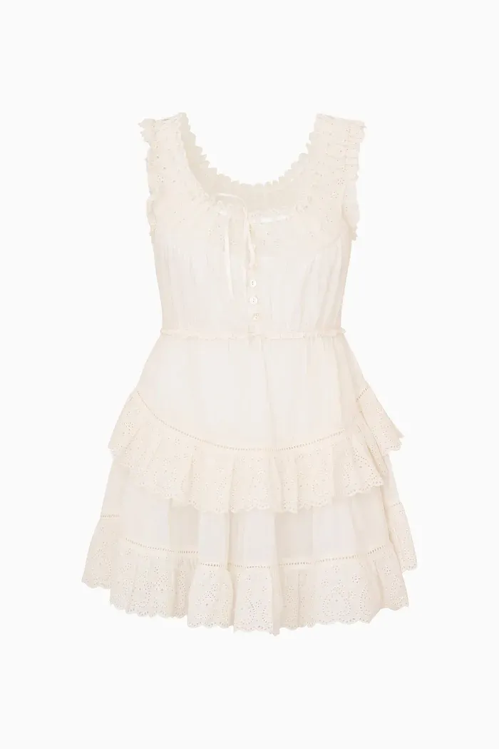 LOVE SHACK FANCY ZAYAN DRESS WHITE