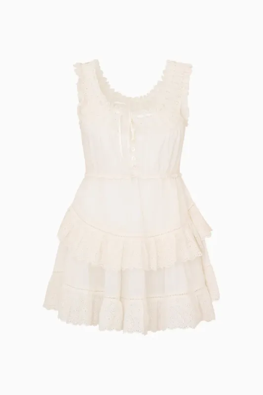 LOVE SHACK FANCY ZAYAN DRESS WHITE