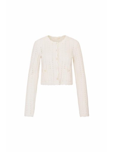 LOVE SHACK FANCY PERIDOT CARDIGAN WHITE TEA