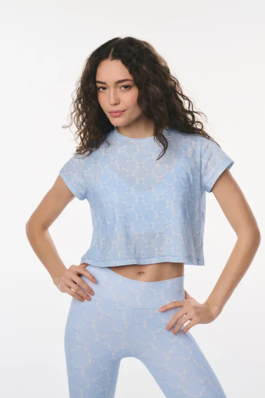 LOVE SHACK FANCY RUBIN CROPPED TEE CHILLED BLUE
