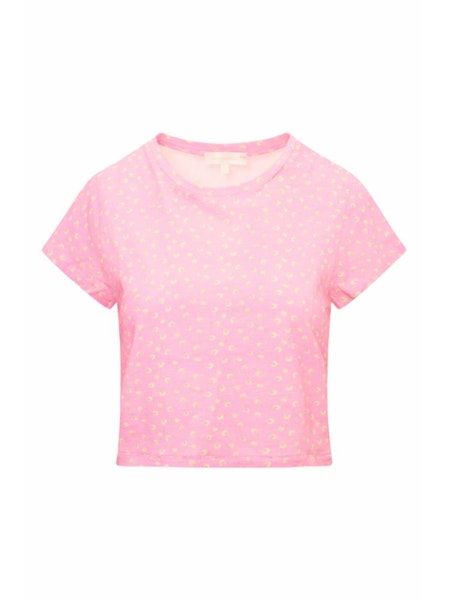 LOVE SHACK FANCY RUBIN CROPPED TEE PINK PEPPERMINT