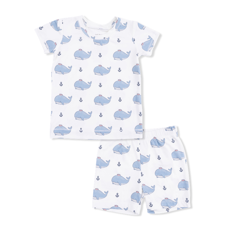 Angel Dear Bubbly Sailor Whales Blue - Loungewear Short Set