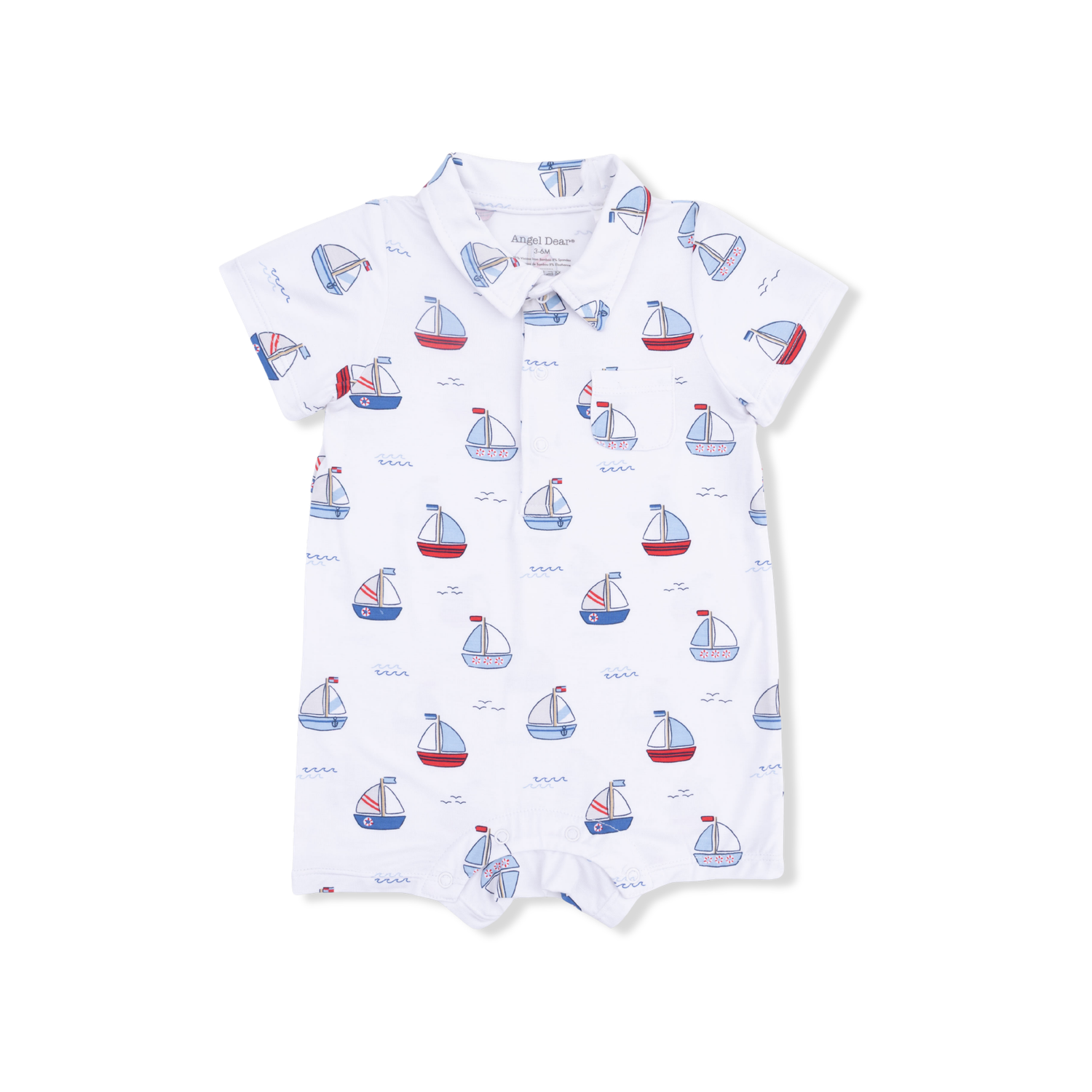 Angel Dear Bubbly Sailboats Blue - Polo Shortie