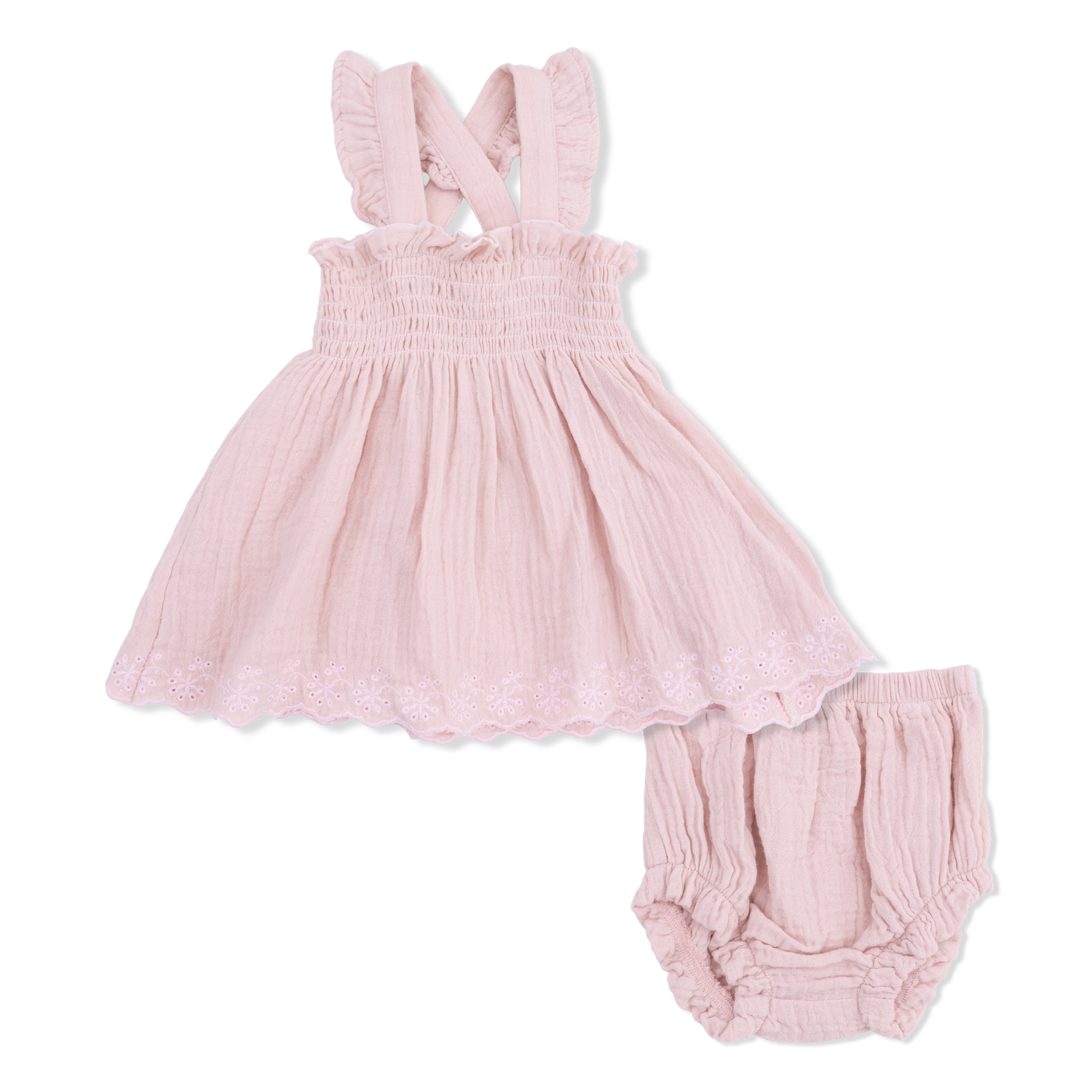 Angel Dear Solid Muslin Lotus - Smocked Top with Bloomer