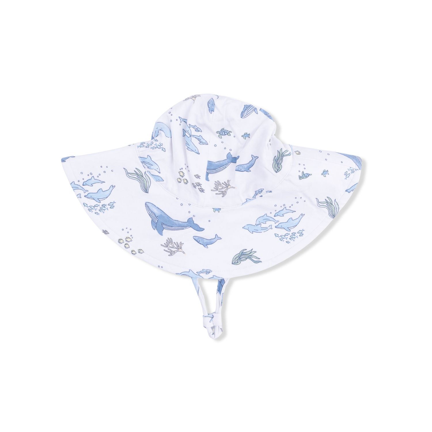 Angel Dear Watercolor Blue Whales - Wide Brim Sun Hat