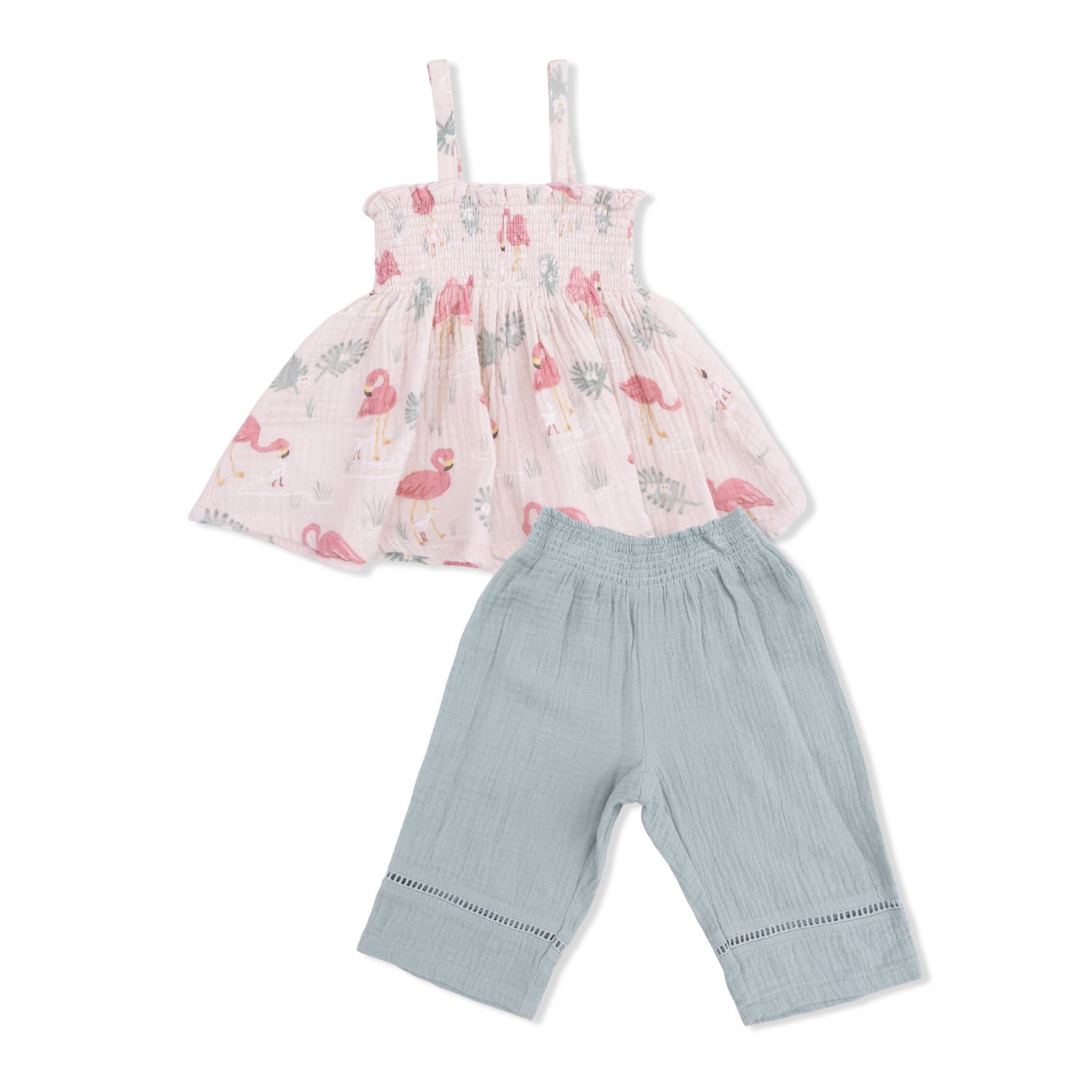 Angel Dear Flamingos - Smocked Top &amp; Smocked Waist Pants
