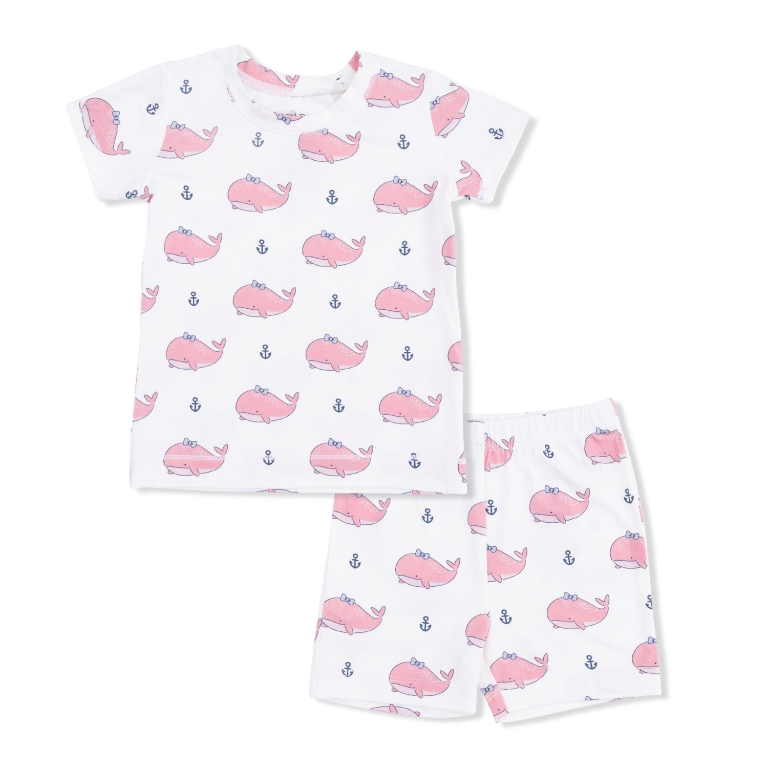 Angel Dear Bubbly Whale with Bow  Pink - Loungewear Short Set