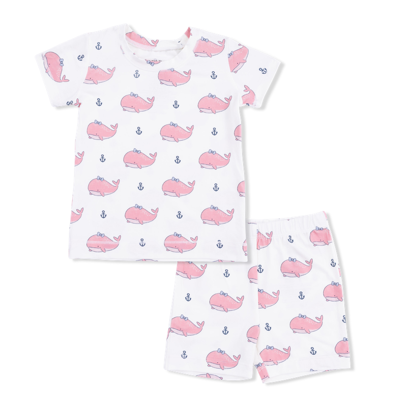 Angel Dear Bubbly Whale with Bow  Pink - Loungewear Short Set