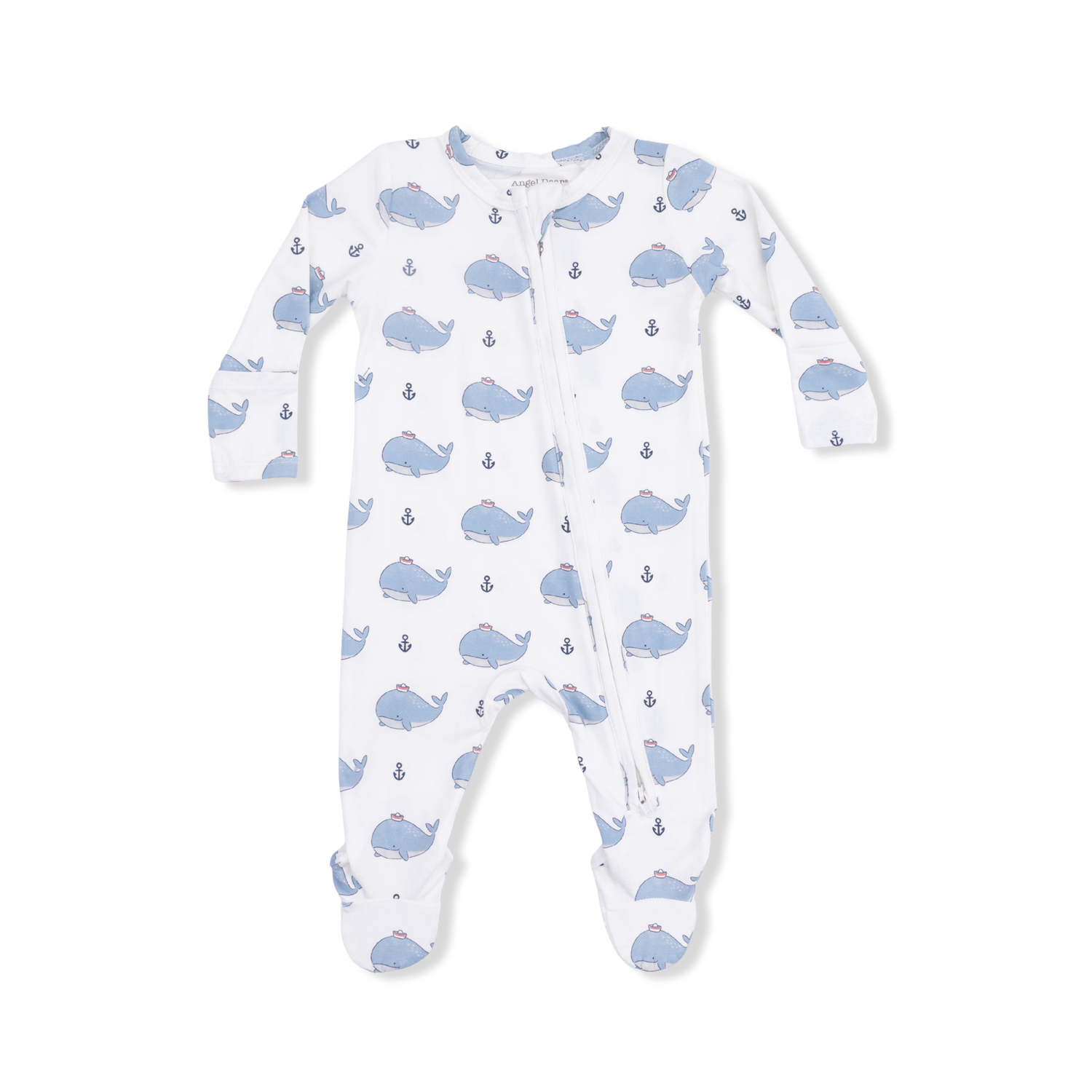 Angel Dear Bubbly Sailor Whales Blue - 2 Way Zipper Footie