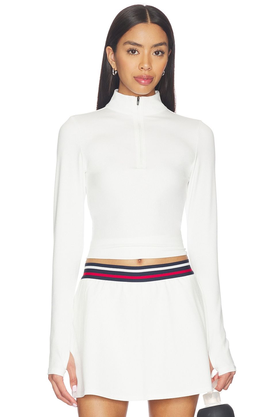 SPLITS 59 STEVIE ACTIVE RIB HALF ZIP WAIST LENGTH WHITE