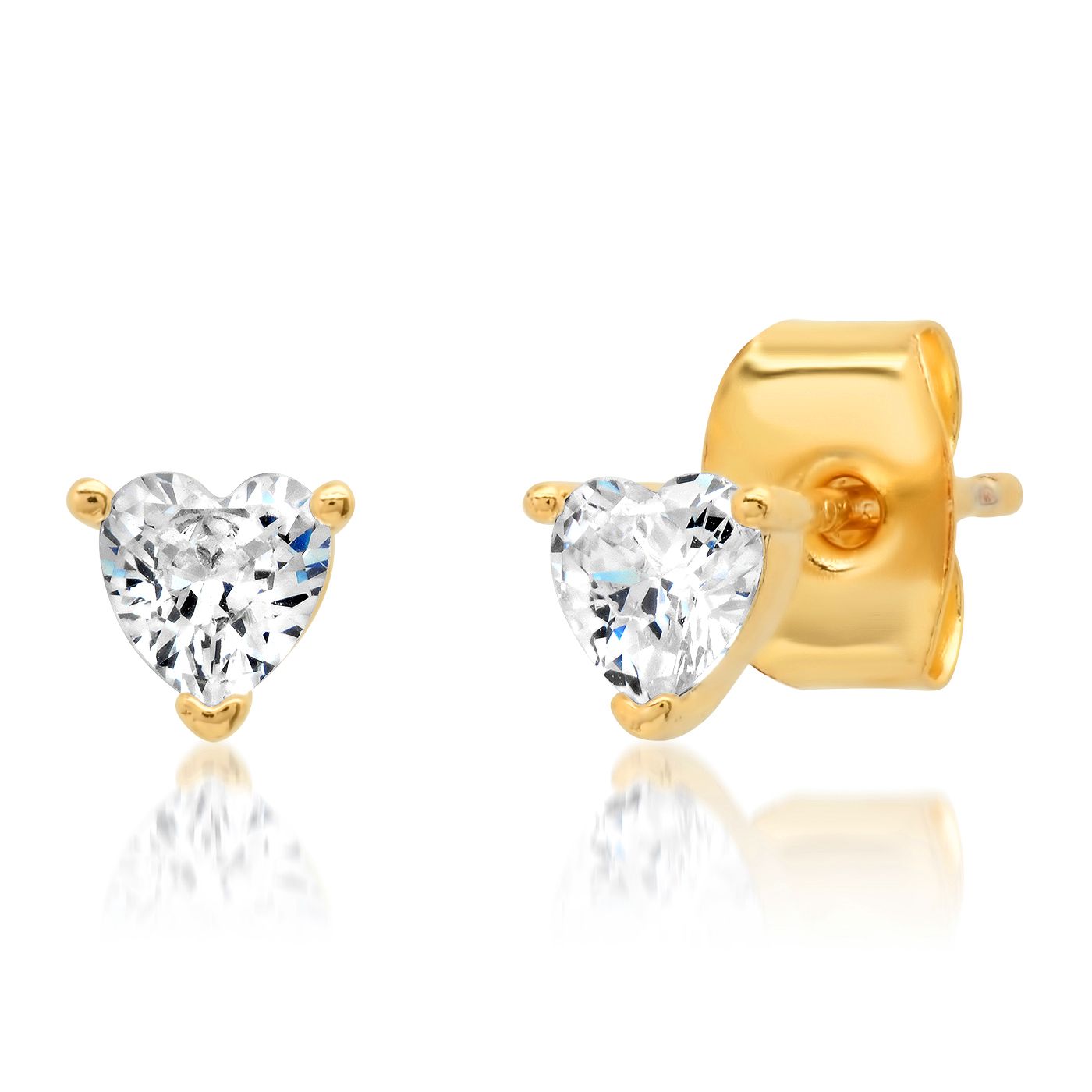 Tai Clear heart CZ post earrings