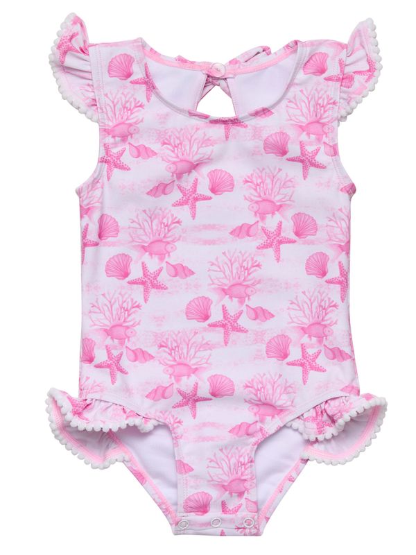 SNAPPER ROCK PINK LAGOON FRILL SWIMSUIT