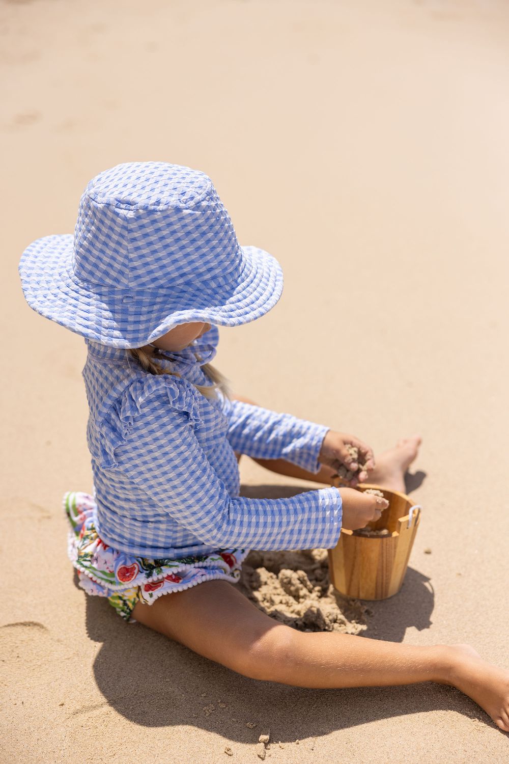 SNAPPER ROCK SEASIDE GINGHAM REVERSIBLE BUCKET HAT