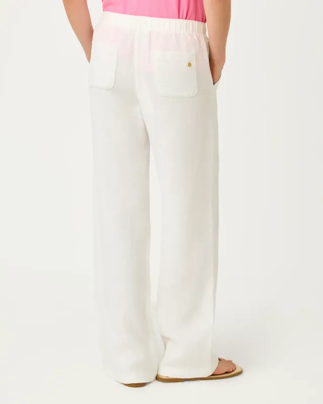 Lilly Pulitzer 31" Brawley Linen Pant Resort White