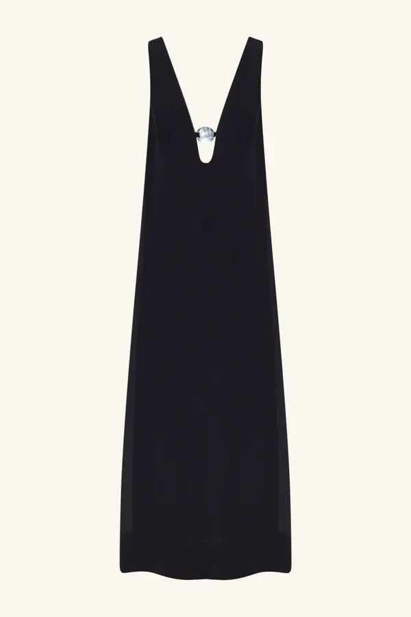 SHONA JOY PALOMA PLUNGED MAXI DRESS BLACK