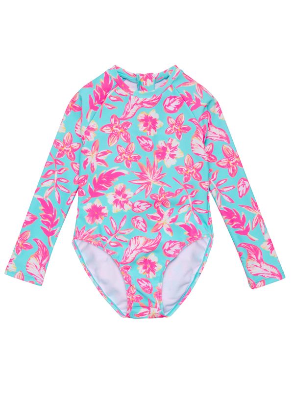 SNAPPER ROCK TROPICAL GLOW RECYCLED LS SURF SUIT BLUE