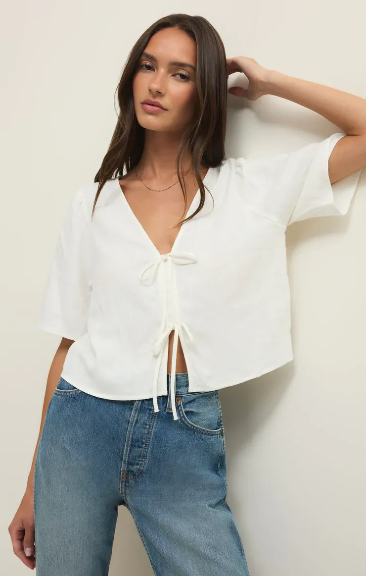 Z SUPPLY  LA BELLE LINEN TOP WHITE