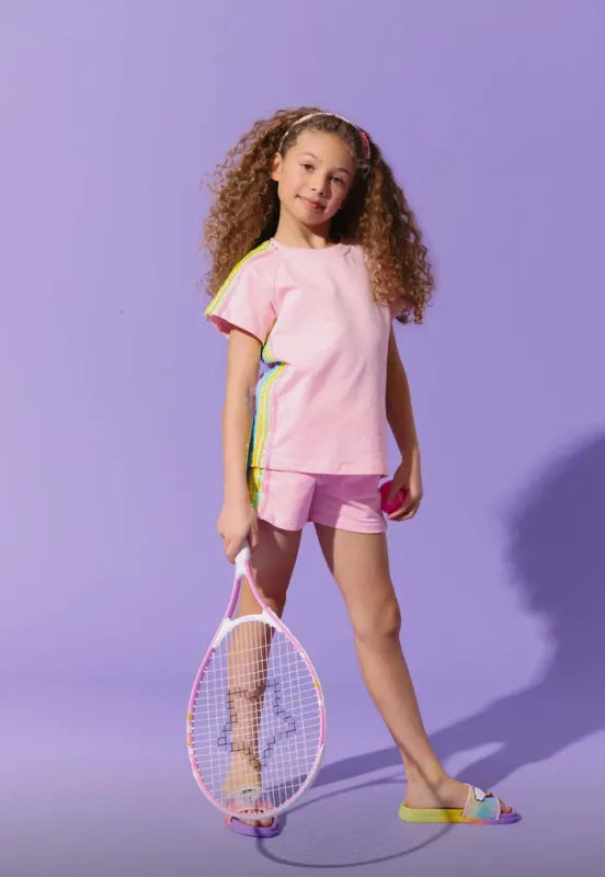 Lola &amp; the Boys Pink-Rainbow-Stripe-Short-Set