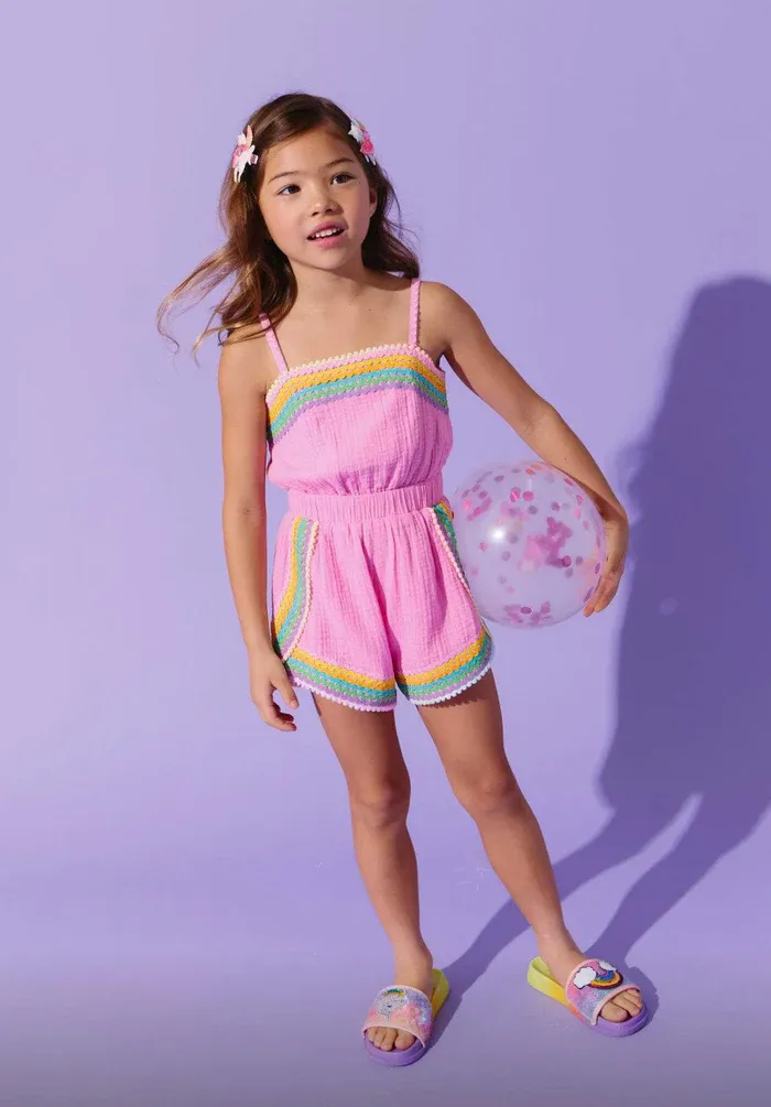 Lola &amp; the Boys Pink-Rainbow-Summer-Romper