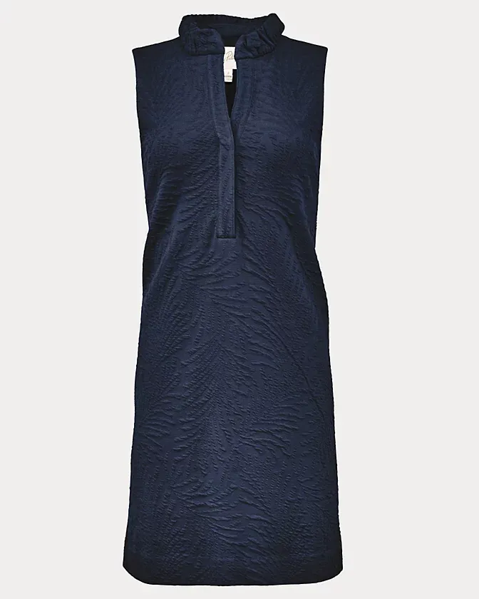 Lilly Pulitzer Elsey Shift Low Tide Navy Leafy Knit Pucker Jacquard