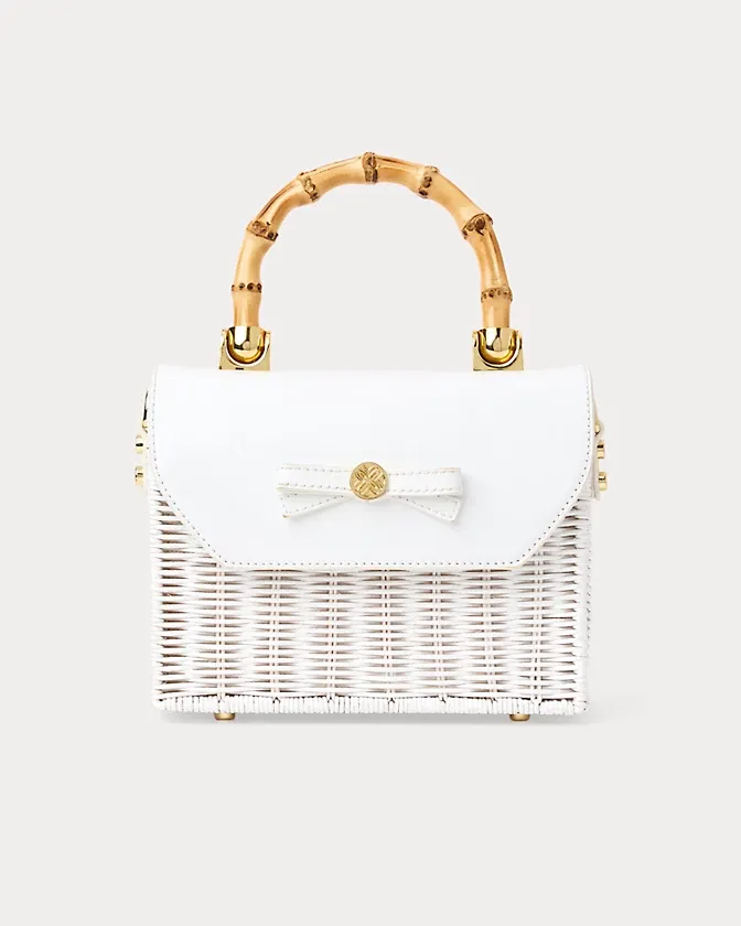Lilly Pulitzer Teighen Bow Wicker Bag Resort White