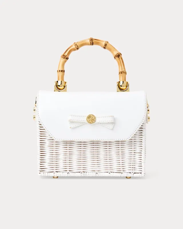 Lilly Pulitzer Teighen Bow Wicker Bag Resort White