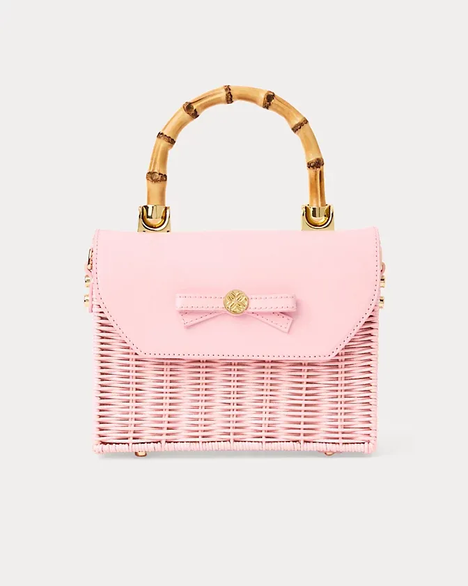 Lilly Pulitzer Teighen Bow Wicker Bag Pink Muse