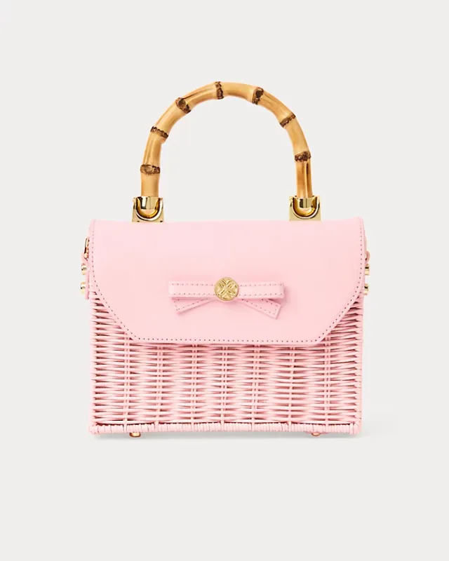 Lilly Pulitzer Teighen Bow Wicker Bag Pink Muse