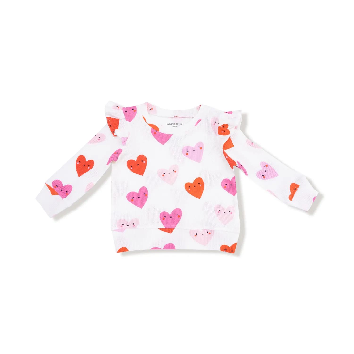 Angel Dear Happy Hearts - Ruffle Sleeve Waffle Top