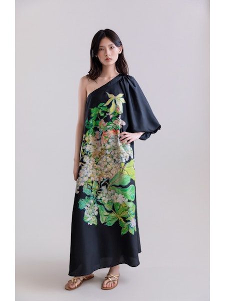 Psophia One Shoulder Silk Maxi