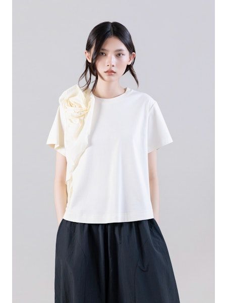 Psophia Flower Cotton Tee White