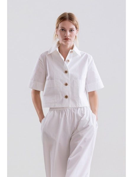 Psophia Short Sleeve White Blouse