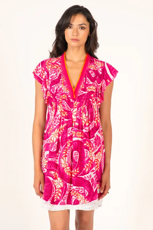 POUPETTE ST BARTH MINI DRESS SASHA V PINK HOLY SNAKE